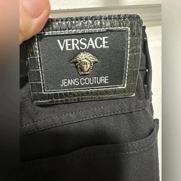 VINTAGE VERSACE JEANS COUTURE BLACK PANTS SIZE 24” EUC ***STUNNING*** - Picture 2 of 9
